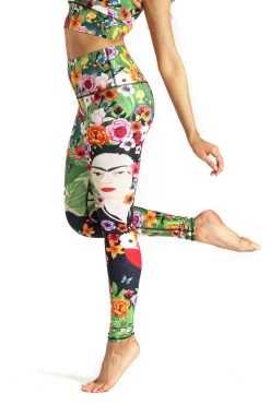 Kahlo Printed Yoga Leggings -Yoga Democracy 1101 FRIDA LEFT