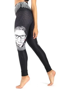 Notorious RBG Printed Yoga Leggings -Yoga Democracy 1101 NOTORIOUS RBG LEFT