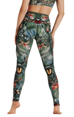 Green Thumb Printed Yoga Leggings -Yoga Democracy 1103 GT BACK