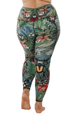 Green Thumb Printed Yoga Leggings -Yoga Democracy 1103 GreenThumb back removebg