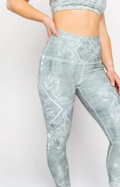 Pure Sage Printed Yoga Leggings -Yoga Democracy 1103 PureSage Closeup