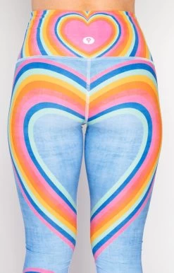 Rainbow Love Printed Yoga Leggings -Yoga Democracy 1103 RainbowLove Closeup