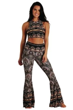 Espresso Yourself Printed Bell Bottoms 13 Espresso Yourself Printed Bell Bottoms -Yoga Democracy 1114133 Espresso Yourself Front1