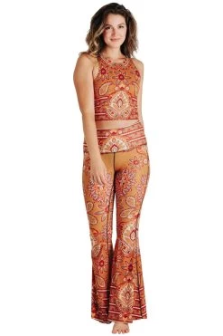 Rad Paisley Printed Bell Bottoms 12 Rad Paisley Printed Bell Bottoms -Yoga Democracy 1114135 Rad Paisley Bell Bottoms Front1