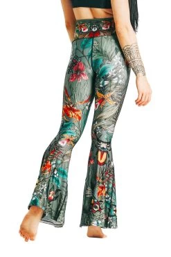 Green Thumb Printed Bell Bottoms -Yoga Democracy 111476 Green Thumb Back 2
