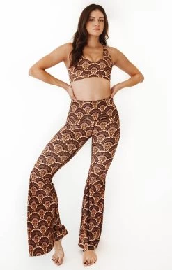 Art Deco Printed Bell Bottoms -Yoga Democracy 1114 ArtDeco fullbody