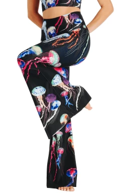Electric Flow Printed Bell Bottoms -Yoga Democracy 1114 EFlow left removebg