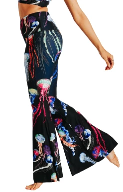 Electric Flow Printed Bell Bottoms -Yoga Democracy 1114 EFlow left T removebg