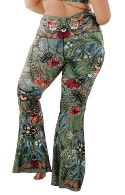 Green Thumb Printed Bell Bottoms 17 Green Thumb Printed Bell Bottoms -Yoga Democracy 1114 GT back removebg