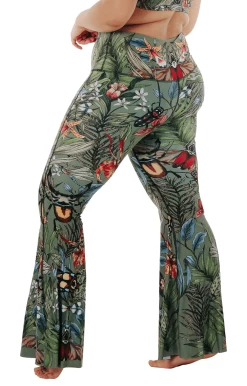 Green Thumb Printed Bell Bottoms 15 Green Thumb Printed Bell Bottoms -Yoga Democracy 1114 GT side removebg
