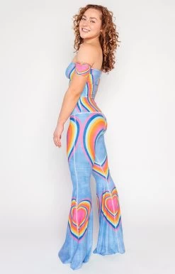 Rainbow Love Printed Bell Bottoms 10 Rainbow Love Printed Bell Bottoms -Yoga Democracy 1114 RainbowLove Fullbody
