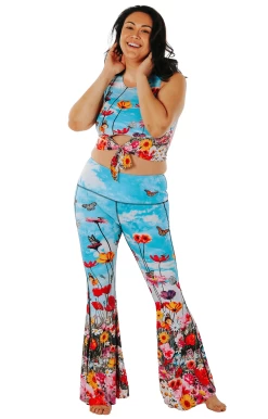 Flower Bomb Printed Bell Bottoms -Yoga Democracy 1114 flowerbomb full removebg