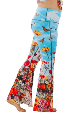 Flower Bomb Printed Bell Bottoms -Yoga Democracy 1114 flowerbomb side removebg