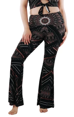 Humble Warrior Printed Bell Bottoms -Yoga Democracy 1114 humble front removebg