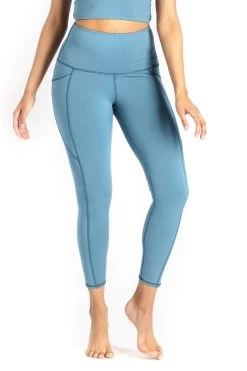 7/8 Boundless Legging With Pockets In Ocean -Yoga Democracy 1115 SOLIDS BLUE FRONT sw