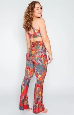Split Flare Pant In Tropical Paradise -Yoga Democracy 1116 TropicalParadise Fullbody