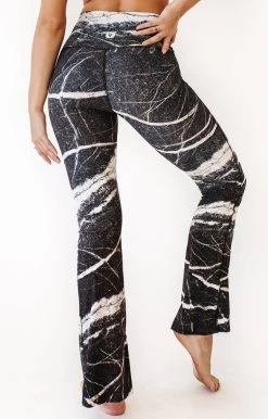 Split Flare Pant In River Rock -Yoga Democracy 1116 stone back