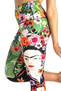 Kahlo Printed Yoga Crops 9 Kahlo Printed Yoga Crops -Yoga Democracy 1201 FRIDA DETAIL 1
