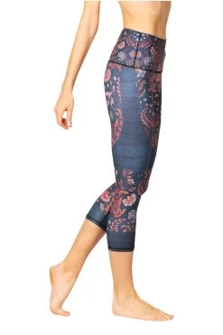 Festival Denim Printed Yoga Crops -Yoga Democracy 120178 festival 2