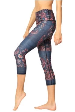 Festival Denim Printed Yoga Crops -Yoga Democracy 120178 festival 3