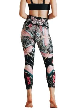 Pretty In Black Printed Yoga Crops -Yoga Democracy 1201 BlackPretty 1