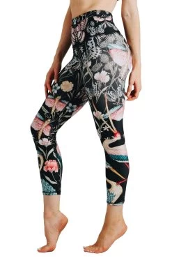 Pretty In Black Printed Yoga Crops -Yoga Democracy 1201 BlackPretty 2