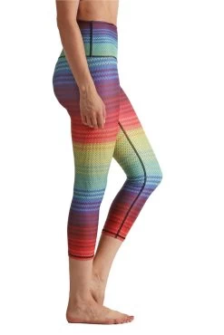 Rainbow Stripe Printed Yoga Crops 10 Rainbow Stripe Printed Yoga Crops -Yoga Democracy 1201 Rainbow 7
