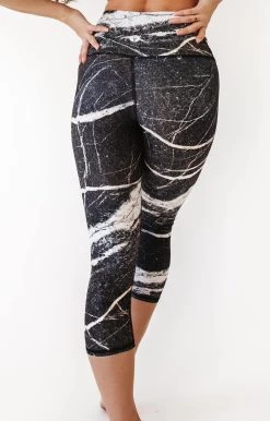 River Rock Printed Yoga Crops -Yoga Democracy 1201 stone back