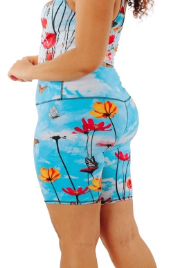 Biker Shorts In Flower Bomb -Yoga Democracy 1304 flowerbomb side removebg