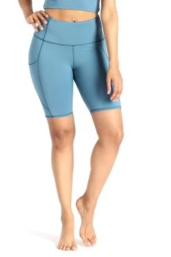Utility Biker Short In Ocean -Yoga Democracy 1306 SOLIDS BLUE FRONT