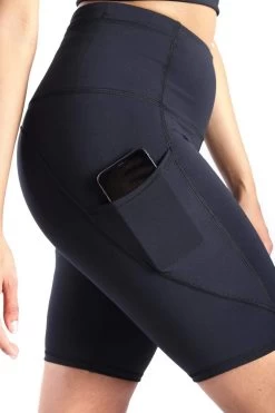 Utility Biker Short In Jet Black -Yoga Democracy 1306 SOLIDS DETAIL 1