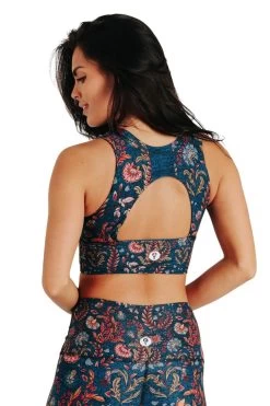 Free Range Sports Bra In Festival Denim -Yoga Democracy 150478 Festival demin Back2