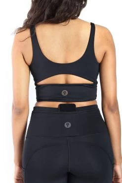 Limitless Sports Bra In Jet Black - Medium Support, A - E Cups -Yoga Democracy 1506 SOLIDS BLACK DETAIL