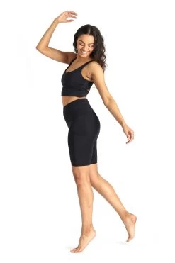 Limitless Sports Bra In Jet Black - Medium Support, A - E Cups -Yoga Democracy 1506 SOLIDS BLACK FULL 3