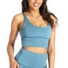 Limitless Sports Bra In Ocean - Medium Support, A - E Cups -Yoga Democracy 1506 SOLIDS BLUE FRONT