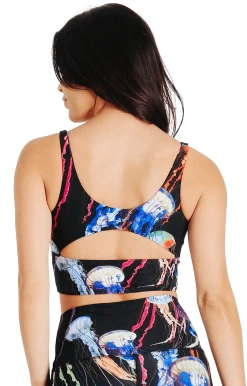 Limitless Sports Bra In Electric Flow - Medium Support, A - E Cups -Yoga Democracy 1506 EFlow back removebg