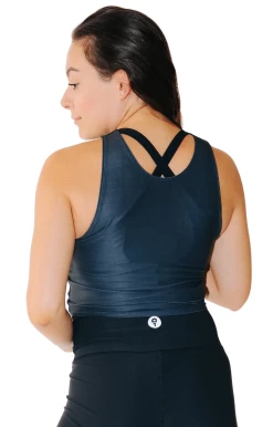 Reversible Knot Top In Sedate Charcoal -Yoga Democracy 1606 SedateCharcoal back1 removebg