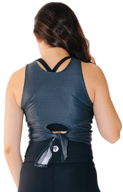 Reversible Knot Top In Sedate Charcoal -Yoga Democracy 1606 SedateCharcoal back2 removebg