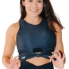 Reversible Knot Top In Sedate Charcoal -Yoga Democracy 1606 SedateCharcoal front1 removebg