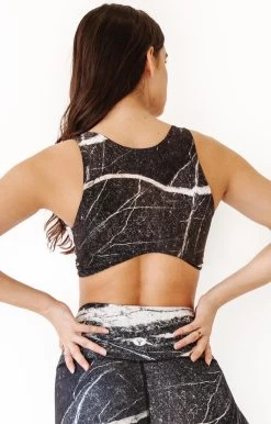 Reversible Twist Top In River Rock -Yoga Democracy 1611 stone back1