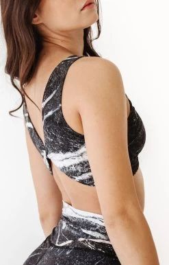 Reversible Twist Top In River Rock -Yoga Democracy 1611 stone side