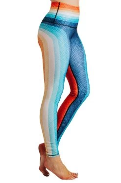 Retro Rainbow Printed Yoga Leggings -Yoga Democracy Cropped 1103 side3 retrorainbow