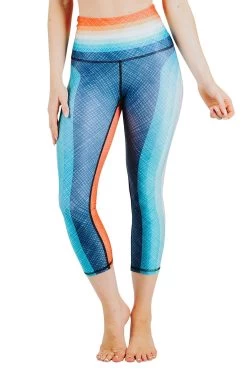 Retro Rainbow Printed Yoga Crops -Yoga Democracy Cropped 1201 front2 retrorainbow