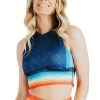 Free Range Sports Bra In Retro Rainbow -Yoga Democracy Cropped 1504 front1 retrorainbow