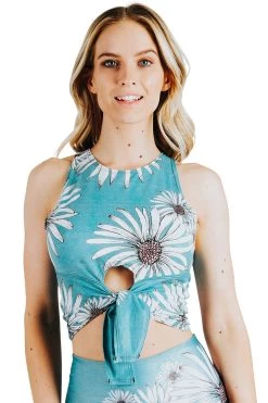 Reversible Knot Top In Flower Child -Yoga Democracy Cropped 1606KT front2 flowerchild