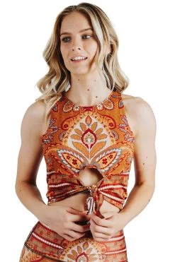 Reversible Knot Top In Rad Paisley -Yoga Democracy Cropped 1606 front1 radpaisley