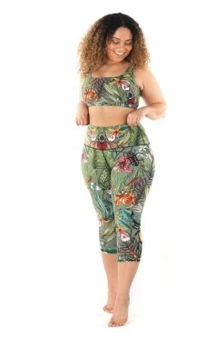 Green Thumb Printed Yoga Crops -Yoga Democracy PLUS SIZE 235