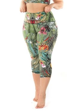 Green Thumb Printed Yoga Crops -Yoga Democracy PLUS SIZE 236